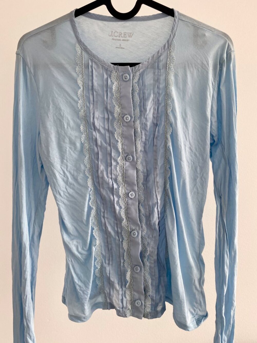 J. Crew Blue Ruffle Lace Cardigan